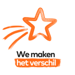 Oranje pictogram met een ster en de tekst: we maken het verschil Oranje pictogram met een ster en de tekst: we maken het verschil