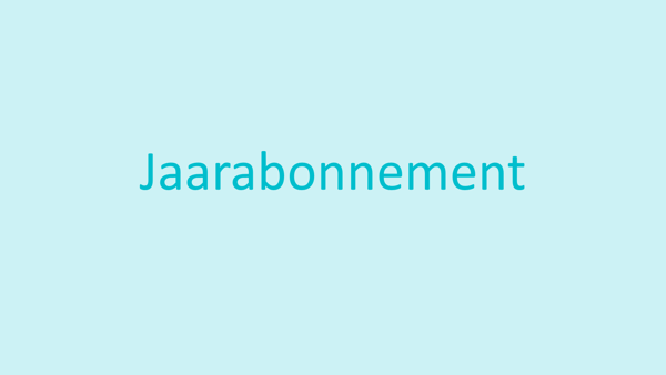 Groen vlak met daarin 'jaarabonnement'. Groen vlak met daarin 'jaarabonnement'.
