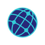 Icoon van een wereldbol met lijnen eroverheen die laten zien dat alles online verbonden is. Icoon van een wereldbol met lijnen eroverheen die laten zien dat alles online verbonden is.